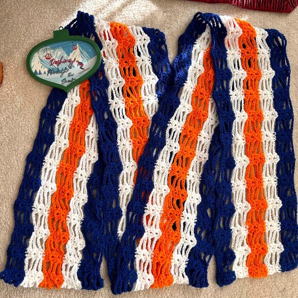 NEW Handmade Crocheted Scarf in University of Virginia Colors - Picture 10 of 11